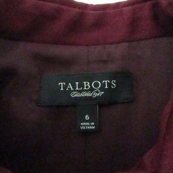 Talbots Plum Cotton Blend Lined Button Jacket - Picture 7 of 9